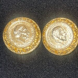 Vintage Paolo Gucci Gold Coin Clip On Earrings